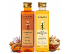 Auravedic Kumkumadi Oil For Face 100ml & Ashwagandha Saffron Turmeric Pigmentation Serum100ml Kumkumadi Tailam Face Oil Body Oil After Bath For Daily Use