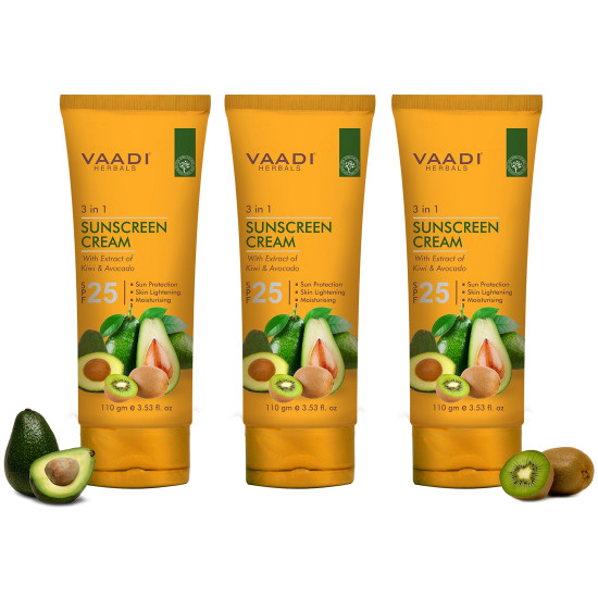 Vaadi Herbals Sunscreen Cream SPF-25, 110g (Pack of 3)