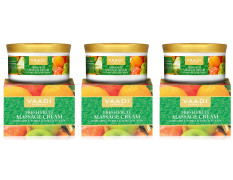 Vaadi Herbals Value Pack of 3 Fresh Fruit Massage Cream with Apple, Papaya & Kokum Butter