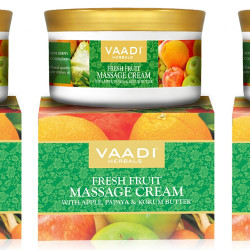 Vaadi Herbals Value Pack of 3 Fresh Fruit Massage Cream with Apple, Papaya & Kokum Butter