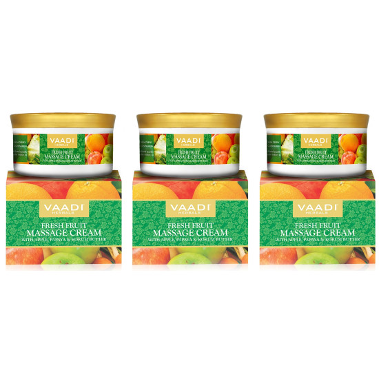 Vaadi Herbals Value Pack of 3 Fresh Fruit Massage Cream with Apple, Papaya & Kokum Butter