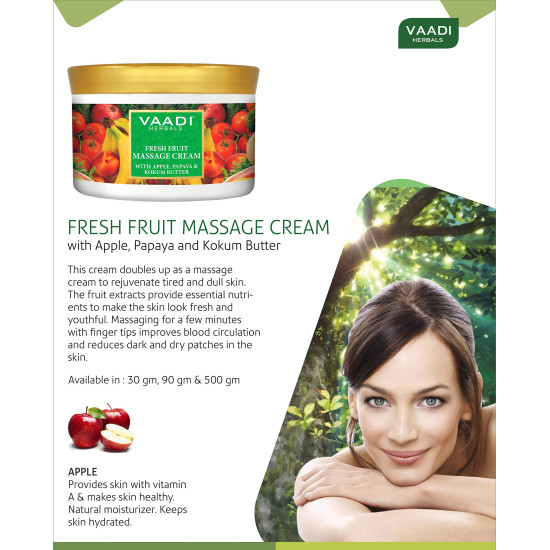 Vaadi Herbals Value Pack of 3 Fresh Fruit Massage Cream with Apple, Papaya & Kokum Butter