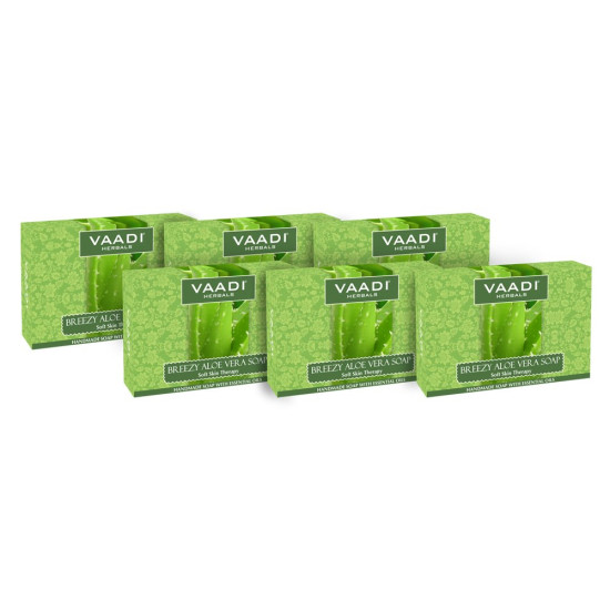 Vaadi Herbals Super Breezy Aloe Vera Soap, 75g (Pack of 6)