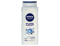Nivea Men Body Wash, Pure Impact With Purifying Micro Particles, Shower Gel For Body, Face & Hair, 500 ml