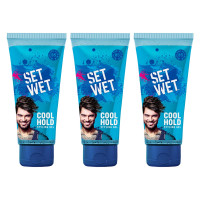 Set Wet Daily Hair Styling Gel for Men Cool Hold, Alcohol Free, Pro Vitamin B5, Medium Hold , Tube 100 ml ( Pack of 3)