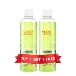 VLCC Nourishing & Silky Shine Shampoo - B1G1 - 350ml X 2 (700ml) | Stronger, Silkier Hair | Helps Prevent Frizzy Hair, Easy to Manage Hair Shampoo | Soy Proteins and Almond Shampoo.