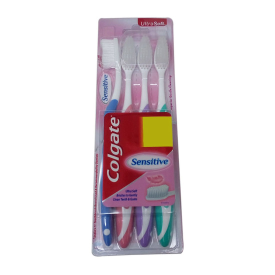 Colgate sensitive Manual Toothbrushes for adults - Ultra Soft, 4 Pieces Pack, Multicolor