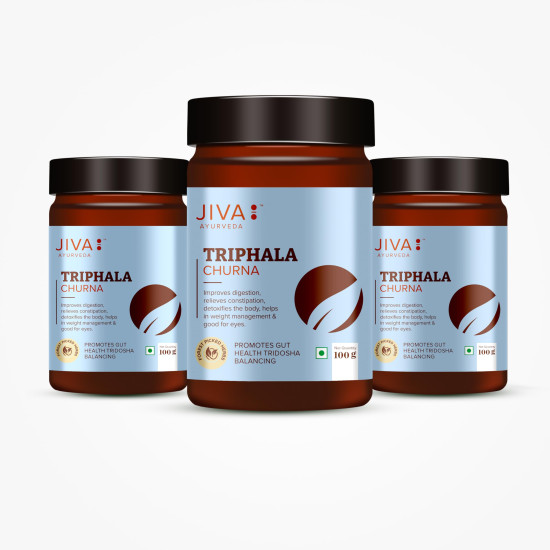 Jiva Triphala Churna (100 x 3) 300g | Ayurvedic Triphala Powder with Amla, Harad & Baheda | Improves Digestion, Colon Cleanse, Gut Health, Immunity | Natural Detox | Contains Bioactive & Antioxidants