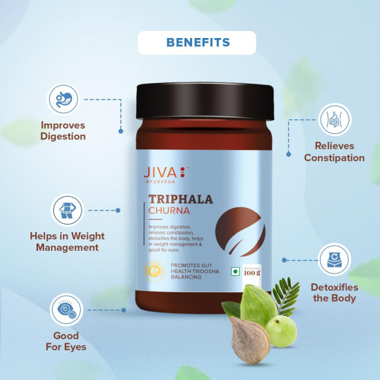 Jiva Triphala Churna (100 x 3) 300g | Ayurvedic Triphala Powder with Amla, Harad & Baheda | Improves Digestion, Colon Cleanse, Gut Health, Immunity | Natural Detox | Contains Bioactive & Antioxidants