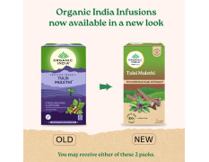 A TATA Product - Organic India Tulsi Mulethi - 25 Tea Bags, Rich in Antioxidants, Eases Cough & Cold Symptoms, Stress Relieving, Boosts Immunity, Caffeine-Free, Whole Herbs Certified Organic