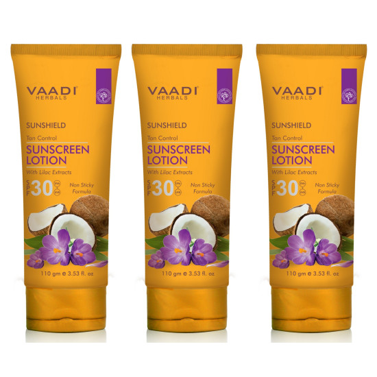 Vaadi Herbals Sunscreen Lotion SPF-30, 110g (Pack of 3)