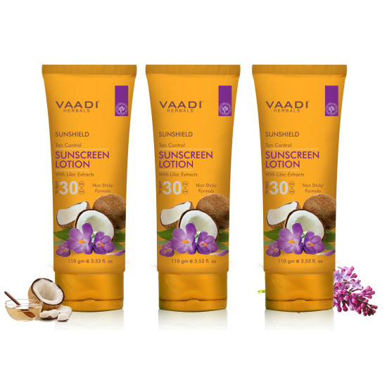 Vaadi Herbals Sunscreen Lotion SPF-30, 110g (Pack of 3)