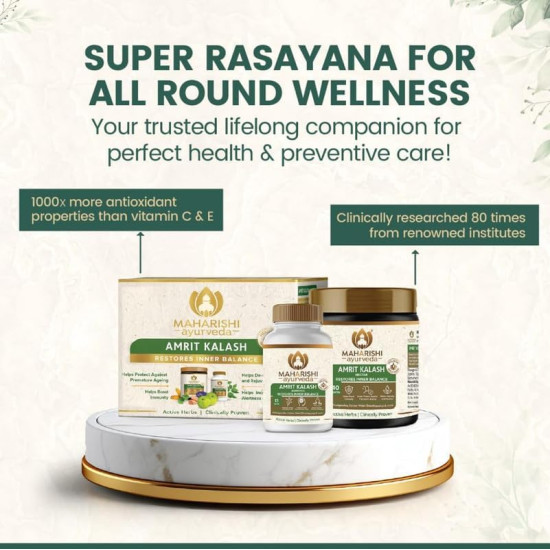 Maharishi Ayurveda Amrit Kalash | 600g Nectar + 60 Tablets | 30 Day Pack