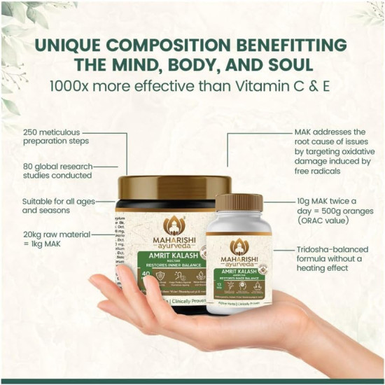 Maharishi Ayurveda Amrit Kalash | 600g Nectar + 60 Tablets | 30 Day Pack