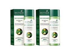 Biotique Cucumber Pore Tightening Toner| Ayurvedic and Organically Pure| Maintains Skin’s Natural pH |100% Botanical Extracts| Suitable for Normal & Oily Skin Types| 120mL (Pack of 2)