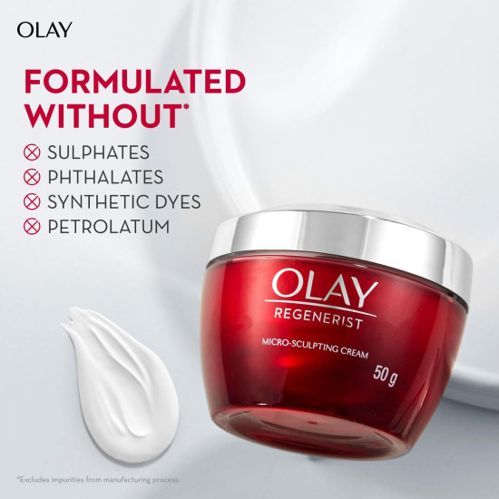 Olay Regenerist Micosculpting Day Cream | Hydrated, Plump, Bouncy Skin | With Hyaluronic Acid, Niacinamide and Peptides | Normal, Oily, Dry, Combination Skin | 50g