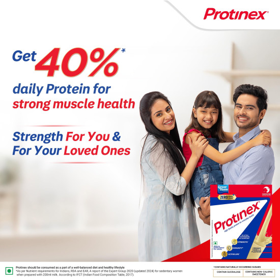 Protinex Creamy Vanilla, 200g | Get 40% daily protein requirement for strong muscles when prepared with 200ml milk | High Protein | Zero Added Sugar | Nutritional Drink for Men and Women