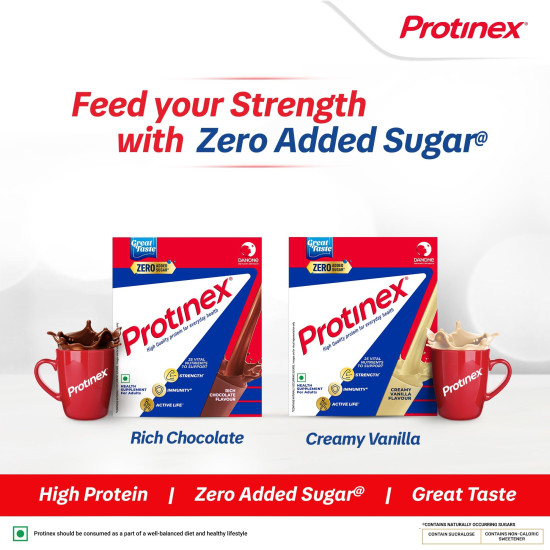 Protinex Creamy Vanilla, 200g | Get 40% daily protein requirement for strong muscles when prepared with 200ml milk | High Protein | Zero Added Sugar | Nutritional Drink for Men and Women