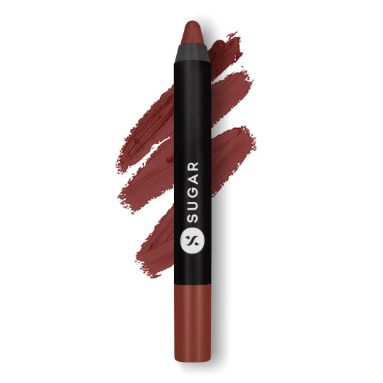 SUGAR Cosmetics Matte as Hell Crayon Lipsticks for Women | Lasts Up To 8+ Hours | Lip Crayon with Sharpener | 2.8gm - 17 Brandy Harrington