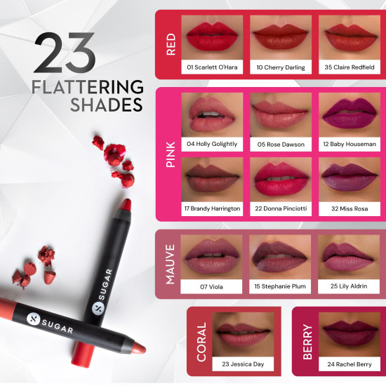 SUGAR Cosmetics Matte as Hell Crayon Lipsticks for Women | Lasts Up To 8+ Hours | Lip Crayon with Sharpener | 2.8gm - 17 Brandy Harrington