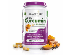 HealthyHey Nutrition Curcumin with Bioperine 1310mg (Ultra Pure) | Organic Turmeric, 90 Vegetable Capsules with Piperine
