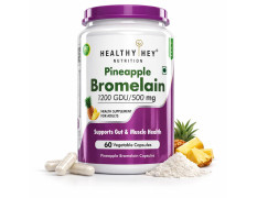 HealthyHey Nutrition Bromelain Digestive Enzyme- High Concentrate -60 Veg. Capsules (Pack of 1)