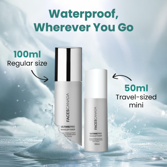 FACES CANADA Ultime Pro Makeup Fixer, 100 ml | Long Lasting Makeup Setting Spray | Keeps Makeup Intact | Hydrates, Soothes & Refreshes Skin | Hyaluronic Acid & Vitamin E Enriched | No Alcohol
