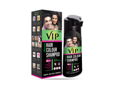 VIP HAIR COLOUR SHAMPOO 180ml Black for Men & Women | Alternate to Hair Dye | Salon Like Hair Color | Instant Beard Color - 100% Grey Hair Coverage
