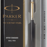 Parker Jotter 9000023185 Standard Ball Pen Gold Trim (Black), Pack of 5