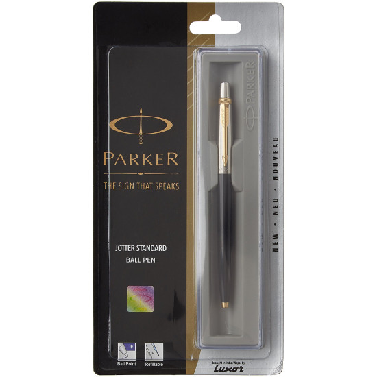 Parker Jotter 9000023185 Standard Ball Pen Gold Trim (Black), Pack of 5 Parker Jotter 9000023185 Standard Ball Pen Gold Trim (Black), Pack of 5