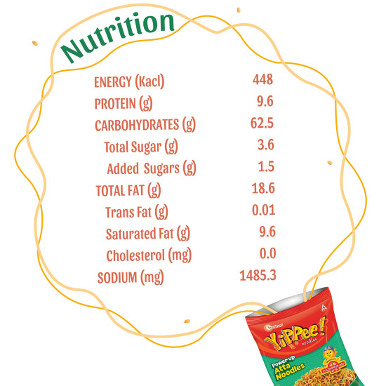 Sunfeast Yippee! Power Up Atta Noodles, Instant Noodles, No Artificial Flavours(Pack Of 4), 280 grams