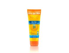VLCC De-Tan SPF 50 PA+++ Sunscreen Gel Crème - 100g | With Cucumber, Carrot, and Saxifraga Extracts | Enhances Glow, Protects from UVA, UVB Rays, and Help Reduce Dark Patches.