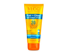VLCC Fair + Glow Sun Screen Lotion Spf 20 PA++ - 50ml | Brightening Formula Sunscreen | Zero White Cast SPF | Non-Greasy Sunscreen | With Ashwagandha, Carrot & Wheatgerm Extracts.