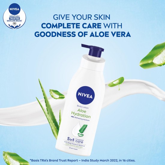 NIVEA Aloe Hydration Body Lotion 400 ml | 48 H Moisturization | Refreshing Hydration | Non Sticky Feel | With Goodness of Aloe Vera For Instant Hydration In Summer | For Men & Women