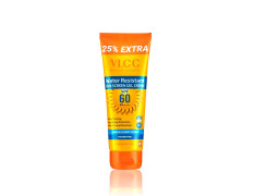 VLCC Water Resistant SPF 60 PA+++ Sunscreen Gel Crème - 100g + 25g Extra | With Niacinamide, Ceramides & Vitamin E | Protects from UVA, UVB Rays, Sun Damage, Skin Darkening and Premature Ageing