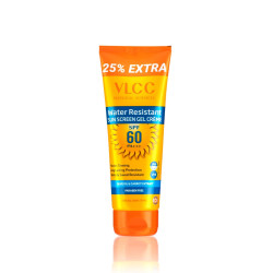 VLCC Water Resistant SPF 60 PA+++ Sunscreen Gel Crème - 100g + 25g Extra | With Niacinamide, Ceramides & Vitamin E | Protects from UVA, UVB Rays, Sun Damage, Skin Darkening and Premature Ageing