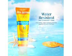 VLCC Water Resistant SPF 60 PA+++ Sunscreen Gel Crème - 100g + 25g Extra | With Niacinamide, Ceramides & Vitamin E | Protects from UVA, UVB Rays, Sun Damage, Skin Darkening and Premature Ageing