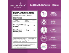HealthyHey Nutrition High Absorption CoQ10 with BioPerine-125mg -Pack of 60 Capsules