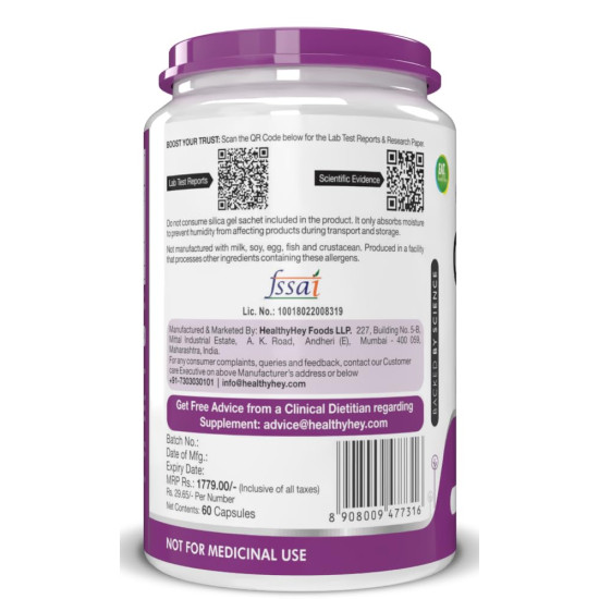 HealthyHey Nutrition High Absorption CoQ10 with BioPerine-125mg -Pack of 60 Capsules