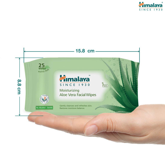 Himalaya Moisturising Aloe Vera Facial Wipes, 25 Count