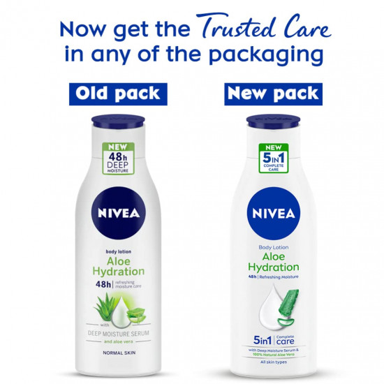 NIVEA Aloe Hydration Body Lotion 200 ml| 48 H Moisturization | Refreshing Hydration | Non Sticky Feel | With Goodness of Aloe Vera For Instant Hydration In Summer | For Men & Women