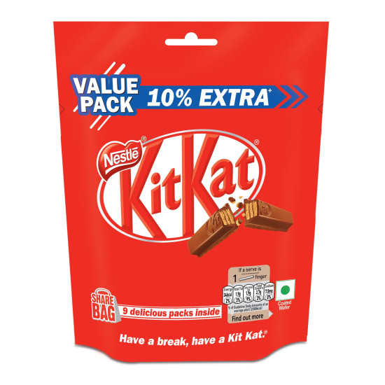 Nestle Kitkat 2 Finger Wafer Bar Sharebag, 8 Units - 15.4 g each|123.2 g (Weight may vary upwards)