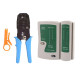 Inditrust Rj45 Rj11 Crimping Tool, double colour grip 150B cutter, KD-1 Professional Punch Down Tool, Network Lan Cable Tester, 9V battery & 25 Pcs RJ45 Connectors Combo Set
