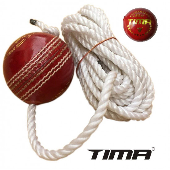 TIMA Leather Cricket Shot Practice Hanging Ball, String Cricket Ball and Knocking Cricket Ball with Rope (Multi-Color) (Pack of 1)
