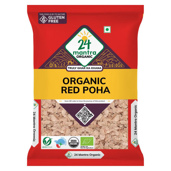 24 Mantra Organic Red Poha Flattened Rice, 500g