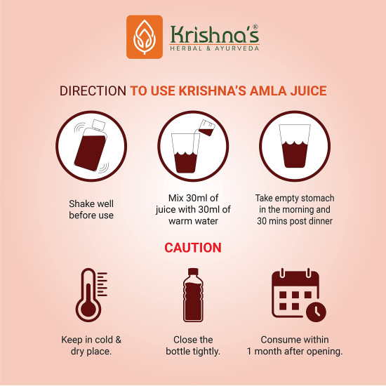 Krishna's Amla Juice - 1000 ml | Fresh cold pressed Amla Juice | Helps Boosts Skin and Hair Health | Helps Detox | Rich in Vitamin C | Natural Immunity Booster