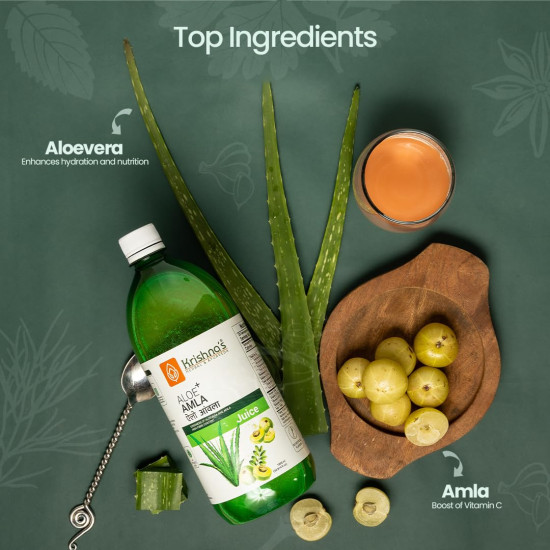 Krishna's Aloe Vera Amla Mix Juice - 1000 ml | A Perfect Mix for Healthy Skin Krishna's Aloe Vera Amla Mix Juice - 1000 ml | A Perfect Mix for Healthy Skin