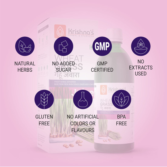 Krishna's Wheatgrass Juice - 1000 ML | Wheat Grass juice 9th day picked wheatgrass leaves | Pure, Natural and Ayurvedic Juice Krishna's Wheatgrass Juice - 1000 ML | Wheat Grass juice 9th day picked wheatgrass leaves | Pure, Natural and Ayurvedic Juice