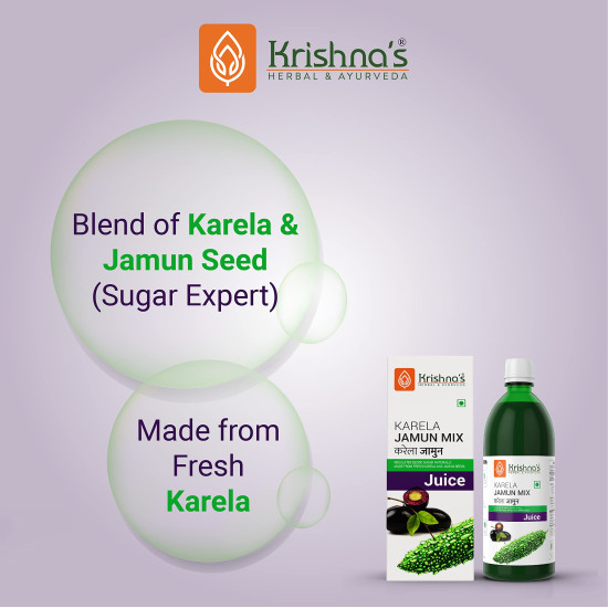 Krishna's Karela Jamun Mix Juice - 1000 ml | Fresh Karela & Jamun Seed | Ayurevedic Formulation to maintain Sugar Level | Enriched with Vitamin C - Vitamin A| Sugar free Juice with No Added Color or Flavour