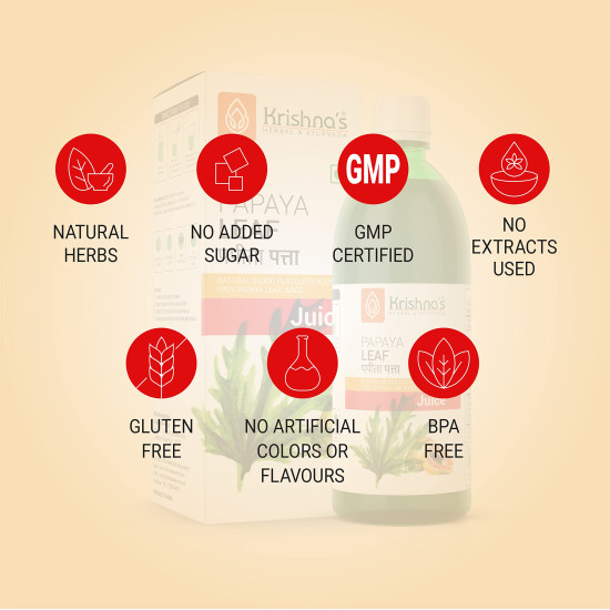 Krishna's Papaya Leaf Juice - 500 ml | Fresh Papaya Leaves| Helps to boost platelets count